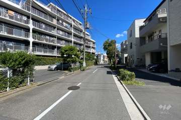 敷地の南側前面道路（西側から）