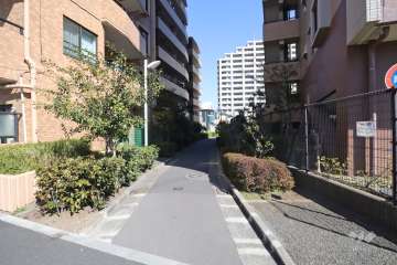 敷地南側の前面通路(西側から)