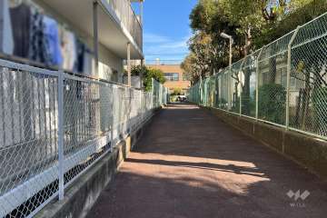 敷地南東側の前面道路（南西側から）