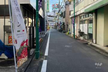 敷地の北西側前面道路（北東側から）