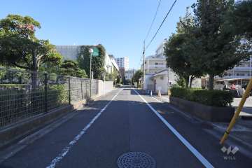 敷地北側の前面道路(西側から)