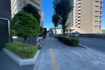 敷地南東側の前面道路（南西側から）