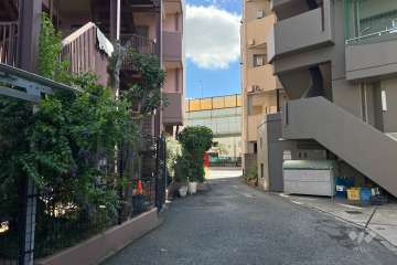 敷地西側の前面道路（北側から）