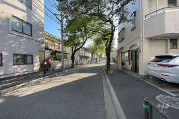 敷地の南側前面道路（西側から）