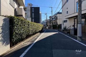 敷地の北西側前面道路（北東側から）