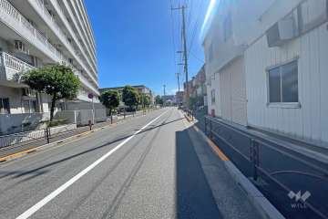 敷地西側の前面道路（北側から）