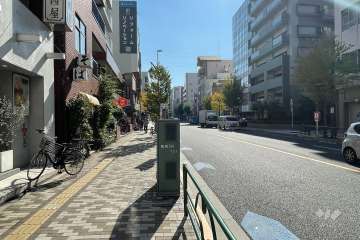 敷地の南西側前面道路（北西側から）