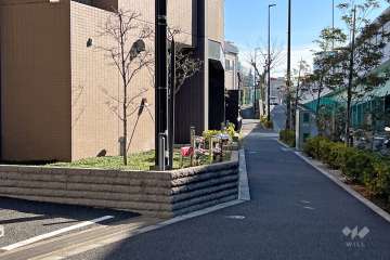 敷地西側の前面道路（北側から）