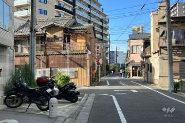 敷地北東側の前面道路（南東側から）