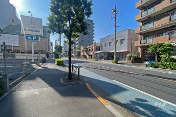 敷地の南側前面道路（西側から）