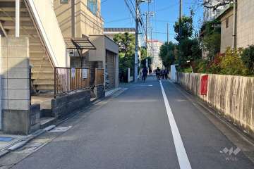 敷地の南側前面道路（西側から）