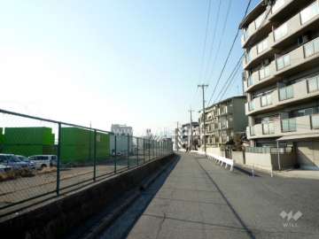 敷地南側前面道路。大阪湾近くにあります。