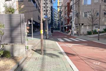 敷地南側の前面道路（西側から）
