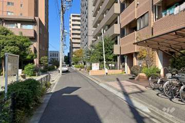 敷地南西側の前面道路（南東側から）