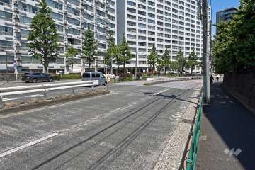 敷地の南側前面道路（西側から）