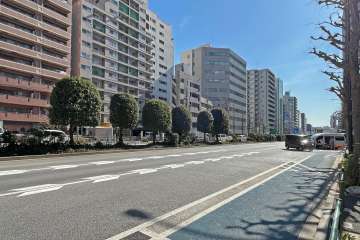 敷地の西側前面道路は白山通りです（北側から）。