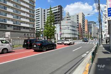 敷地南側の前面道路（西側から）