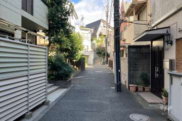 敷地の南東側前面道路（南西側から）