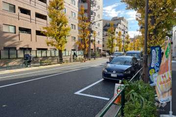 敷地の南西側前面道路（北西側から）