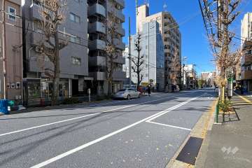敷地の北東側前面道路（北東側から）