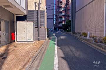 敷地南側の前面道路（西側から）