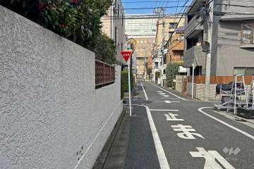 敷地の南東側前面道路（南西側から）