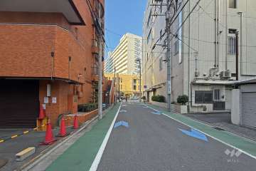 敷地の北側前面道路（西側から）