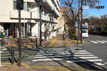 敷地の南東側前面道路（南西側から）