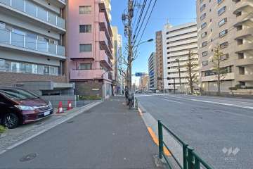 敷地の南側前面道路（西側から）