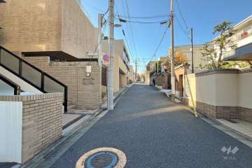 敷地の北側前面道路（西側から）