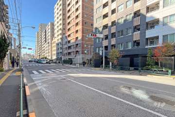 敷地南東側の前面道路（北東側から）