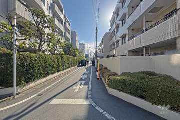 敷地の北東側前面道路（北西側から）