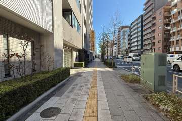 敷地の南西側前面道路（北西側から）