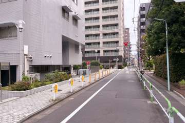 敷地東側の前面道路（南側から）