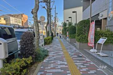敷地の北東側前面道路（北西側から）