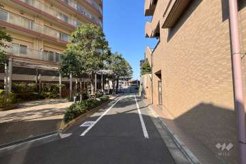 敷地北西側の前面道路（北東側から）