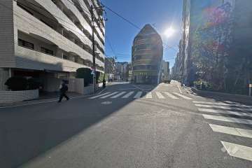 敷地の南側前面道路（西側から）