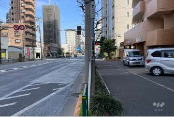 敷地の北西側前面道路（南西側から）