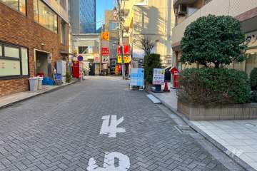 敷地南西側の前面道路（南東側から）