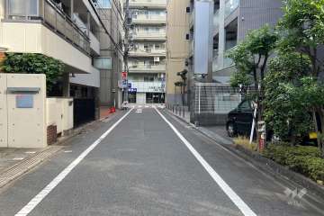 敷地の北東側前面道路（北西側から）