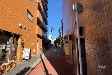 敷地の北西側前面道路（南西側から）