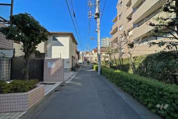 敷地北東側の前面道路（南東側から）