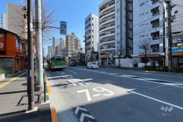 敷地の北西側前面道路（南西側から）
