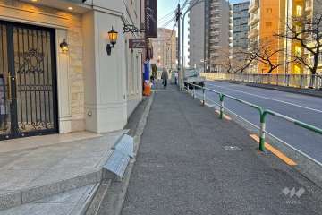 敷地の北東側前面道路（南東側から）