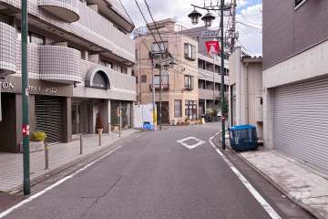 敷地南側の前面道路（西側から）