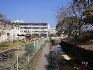 敷地の東側には江原川が流れています。