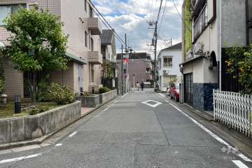敷地の西側前面道路（北側から）