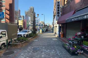 敷地の南側前面道路（東側から）