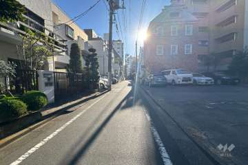 敷地の北東側前面道路（北西側から）