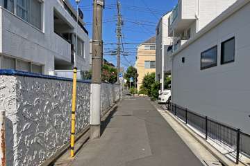 敷地の南側前面道路（西側から）